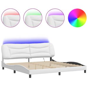 vidaXL Estructura de cama con LED sin colch&oacute;n Hvar blanco 200x200 cm