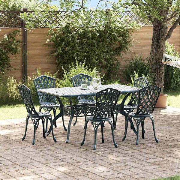 vidaXL Conjunto de Comedor de Jard&iacute;n 7 pcs Verde Aluminio