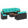 vidaXL Set de sof&aacute;s de jard&iacute;n 9 pzas con cojines rat&aacute;n sint&eacute;tico negro