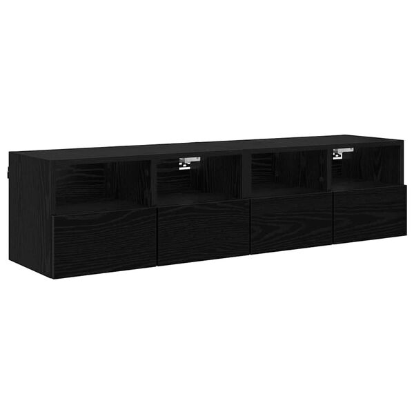 vidaXL Gabinetes de pared para TV 2 pcs Roble Negro 60 x 30 x 30 cm