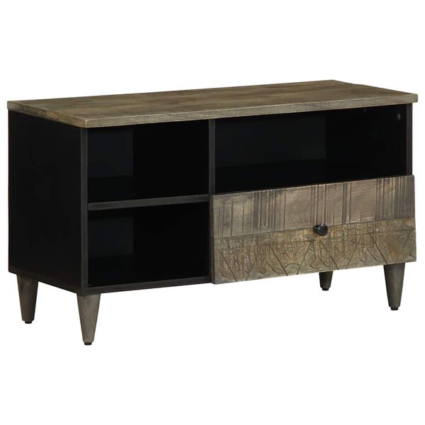 vidaXL Mueble de TV madera maciza de mango negro 80x33x46 cm