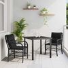 vidaXL Conjunto de Comedor de Jard&iacute;n 3 pcs Negro rat&aacute;n sint&eacute;tico