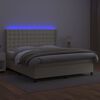 vidaXL Cama box spring colch&oacute;n y LED cuero sint&eacute;tico crema 180x200 cm