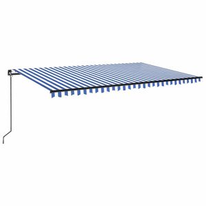 vidaXL Toldo manual retr&aacute;ctil con LED azul y blanco 500x300 cm