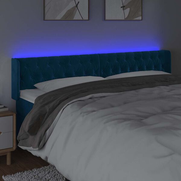vidaXL Cabecero con LED de terciopelo azul oscuro 203x16x78/88 cm