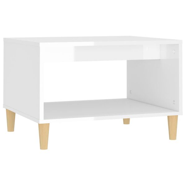vidaXL Mesa de centro madera contrachapada blanco brillo 60x50x40 cm
