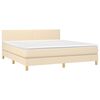 vidaXL Cama box spring con colch&oacute;n y LED tela crema 180x200 cm