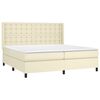 vidaXL Cama box spring colch&oacute;n y LED cuero sint&eacute;tico crema 200x200 cm