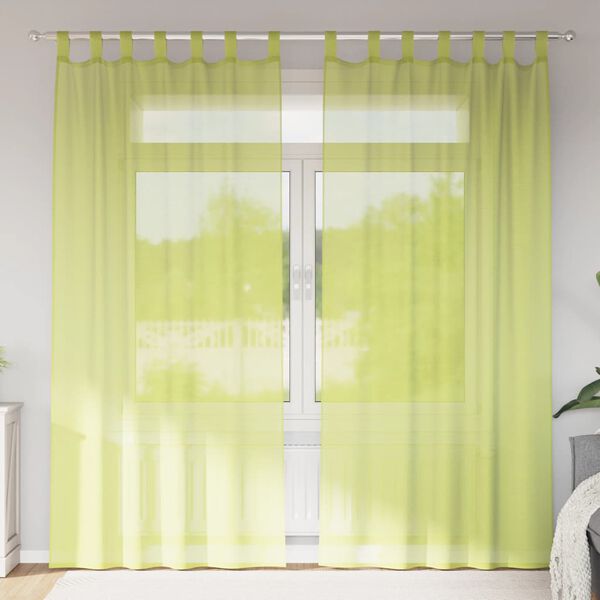 vidaXL Cortinas de gasa con trabillas 2 uds. verde manzana