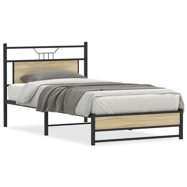 vidaXL Estructura de cama sin colch&oacute;n madera roble Sonoma 100x200 cm