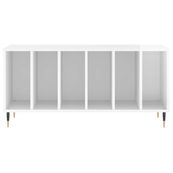 vidaXL Mueble discos madera contrachapada blanco brillo 100x38x48 cm