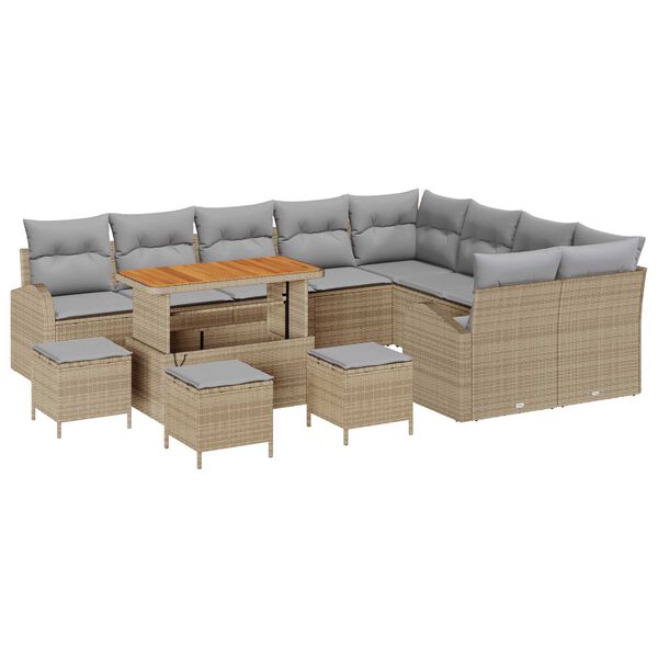 vidaXL Conjunto de sof&aacute; de jard&iacute;n con coj&iacute;n 13 pcs Beige y Gris Claro