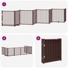 vidaXL Puerta de perros plegable 8 paneles madera &aacute;lamo marr&oacute;n 640 cm