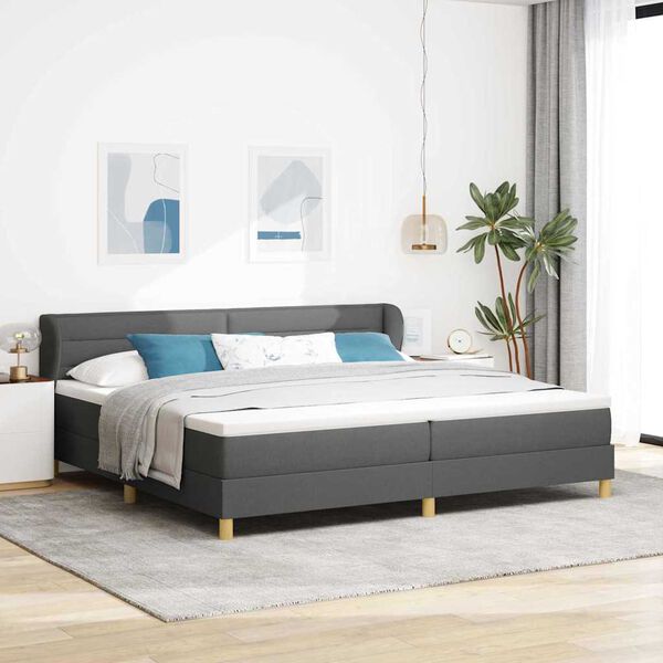 vidaXL Cama tipo Box Spring con colch&oacute;n Gris oscuro 200 x 200 cm tela