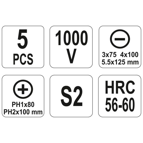 YATO Juego de destornilladores aislados 5 piezas 1000 V