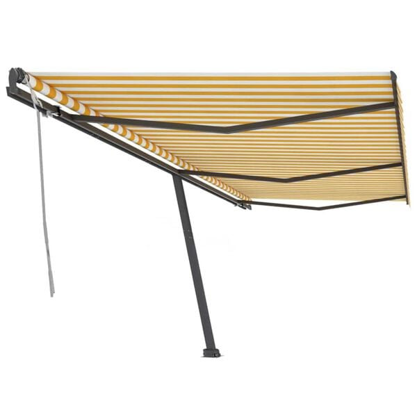 vidaXL Toldo de pie retr&aacute;ctil manual amarillo y blanco 600x300 cm