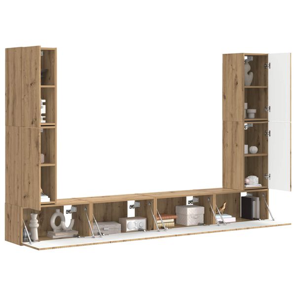 vidaXL Conjunto de mueble de TV 8 pcs Roble artesanal