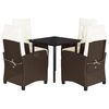 vidaXL Set comedor de jard&iacute;n 5 piezas y cojines rat&aacute;n sint&eacute;tico marr&oacute;n