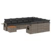 vidaXL Set de sof&aacute;s de jard&iacute;n 11 pzas y cojines rat&aacute;n sint&eacute;tico gris