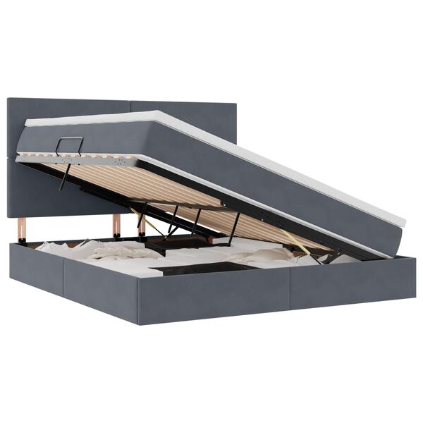vidaXL Cama con almacenamiento y LED Gris oscuro 160 x 200 cm