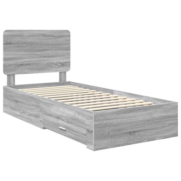 vidaXL Estructura de cama Gris Sonoma 90 x 190 cm Madera de ingenier&iacute;a