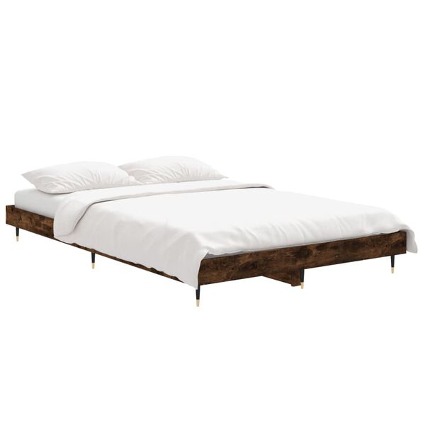 vidaXL Estructura de cama sin colch&oacute;n madera roble ahumado 120x190 cm