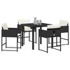 vidaXL Conjunto de Comedor de Jard&iacute;n 5 pcs Negro rat&aacute;n sint&eacute;tico