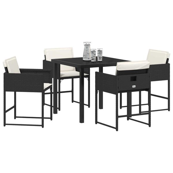 vidaXL Conjunto de Comedor de Jard&iacute;n 5 pcs Negro rat&aacute;n sint&eacute;tico