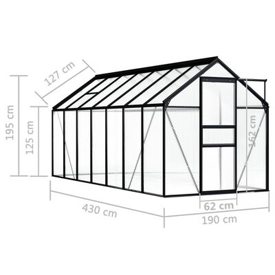 vidaXL Invernadero de aluminio gris antracita 8,17 m²
