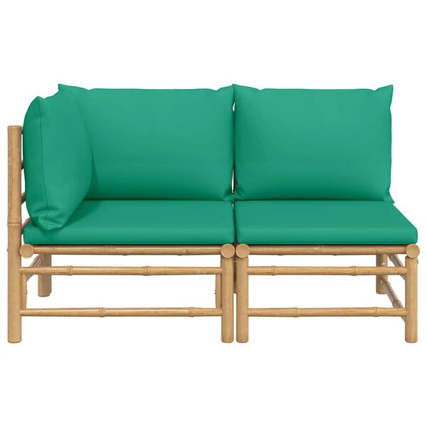 vidaXL Set de muebles de jardín 2 piezas bambú con cojines verde