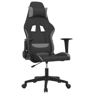 vidaXL Silla gaming de masaje tela negro y gris claro