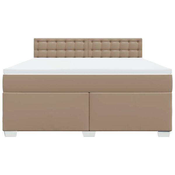 vidaXL Cama box spring con colch&oacute;n cuero sint&eacute;tico capuchino 180x200cm