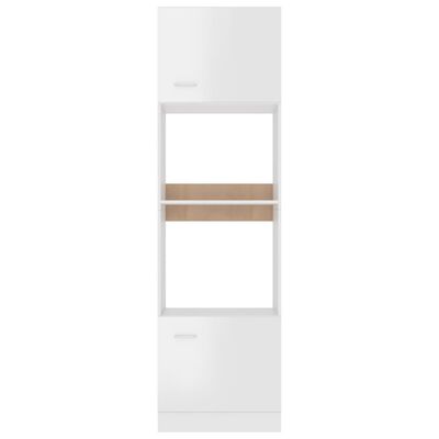 vidaXL Mueble de microondas aglomerado blanco brillante 60x57x207 cm