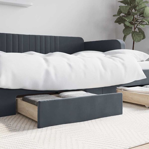 vidaXL Cajones de cama 2 uds madera ingenier&iacute;a terciopelo gris oscuro