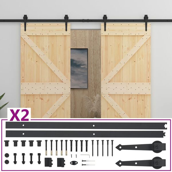 vidaXL Puerta corredera con herrajes madera maciza de pino 90x210 cm