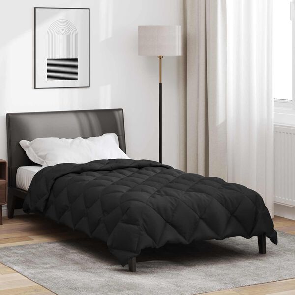 vidaXL Edred&oacute;n de Invierno Negro 200 x 155 cm Microfibra