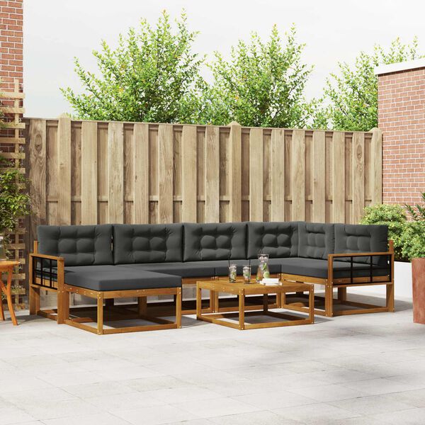 vidaXL Conjunto de sof&aacute;s de exterior 7 pcs Natural y Antracita