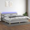 vidaXL Cama box spring con colch&oacute;n tela y LED gris claro 200x200 cm