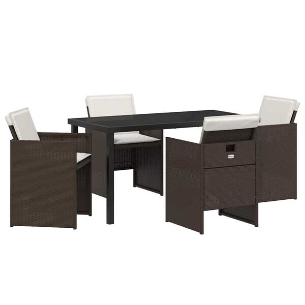 vidaXL Conjunto de Comedor de Jard&iacute;n 5 pcs Marr&oacute;n rat&aacute;n sint&eacute;tico