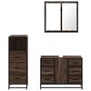 vidaXL Set de muebles ba&ntilde;o 3 pzas madera contrachapada roble marr&oacute;n