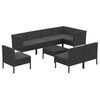vidaXL Set de muebles de jard&iacute;n 9 pzas y cojines rat&aacute;n sint&eacute;tico negro
