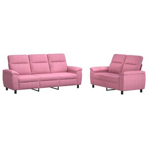 vidaXL Juego de Sof&aacute; 2 pcs Rosa Tela