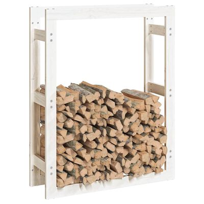 vidaXL Estante para leña madera maciza de pino blanco 80x25x100 cm