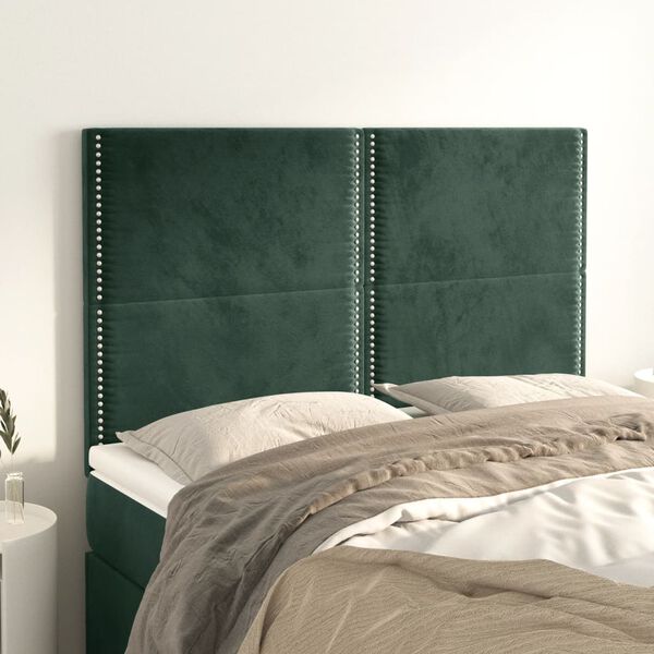 vidaXL Cabecero Terciopelo Verde Oscuro 144x5x118/128 cm