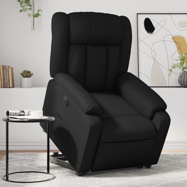 vidaXL Sill&oacute;n reclinable elevable el&eacute;ctrico de cuero sint&eacute;tico negro