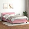 vidaXL Cama box spring con colch&oacute;n y LED terciopelo rosa 160x210 cm