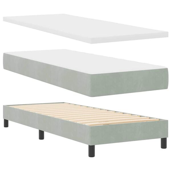 vidaXL Cama tipo Box Spring Gris claro 80 x 200 cm Terciopelo