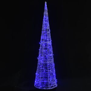 vidaXL Cono de luz LED de pir&aacute;mide decorativo acr&iacute;lico azul 120 cm