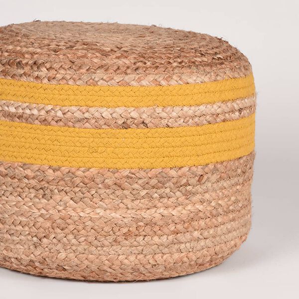 LABEL51 Puf trenzado yute amarillo y natural