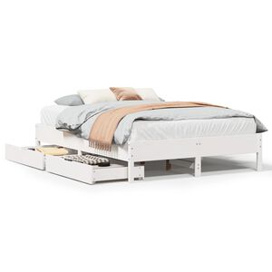vidaXL Estructura de cama sin colch&oacute;n madera de pino blanca 150x200 cm